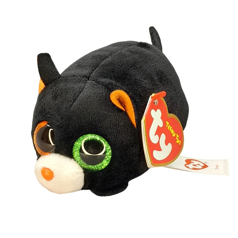 Ty Teeny Tys Treat Black Cat Halloween Plush Glitter Eyes Stackable Bean Bag 4in